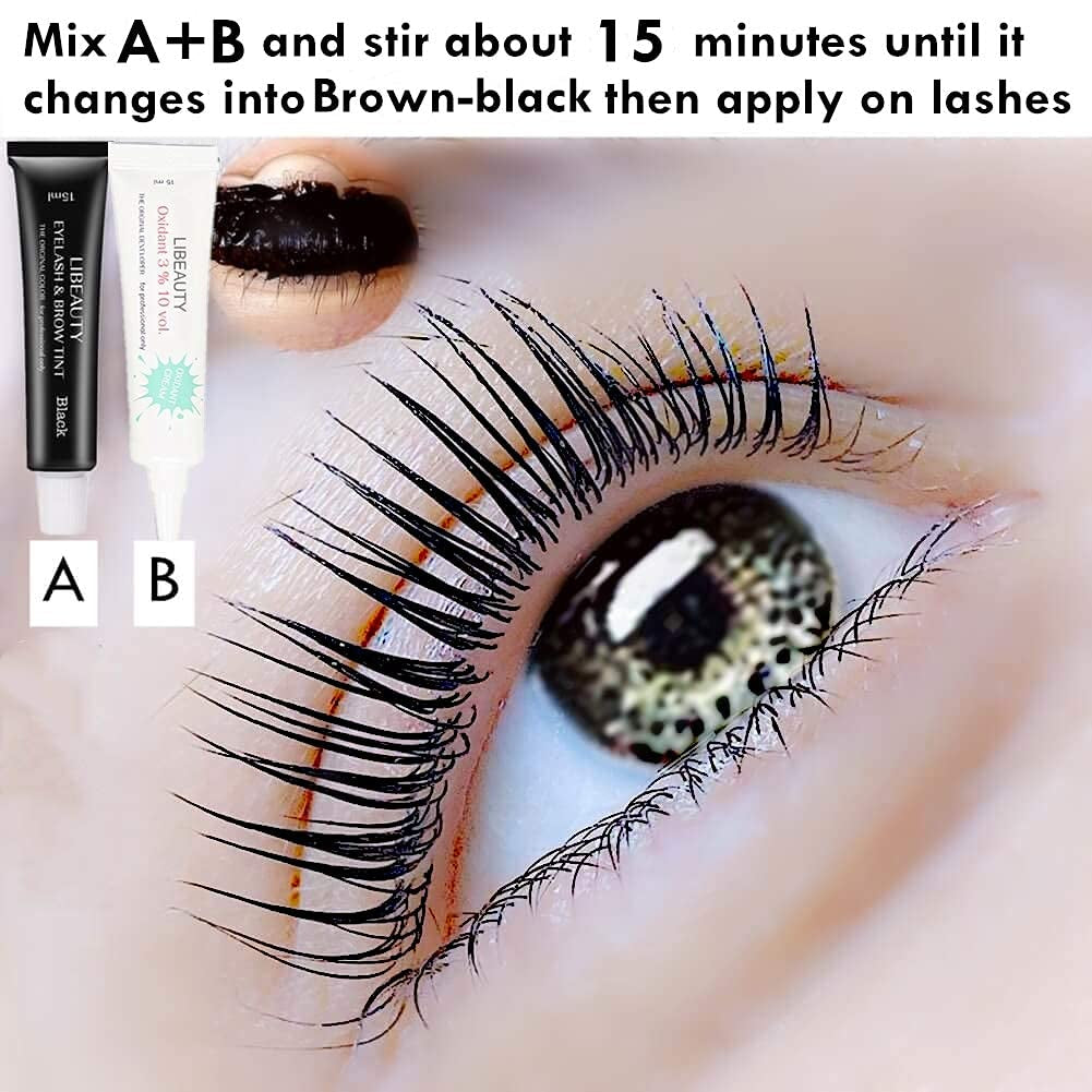 Lash Lift and Color Kit, Eyebrow Lamination with Black Color Kit, Suit for Home DIY & Salon, Eyelashes Black Curling Thicker Your Eyes Effect Great