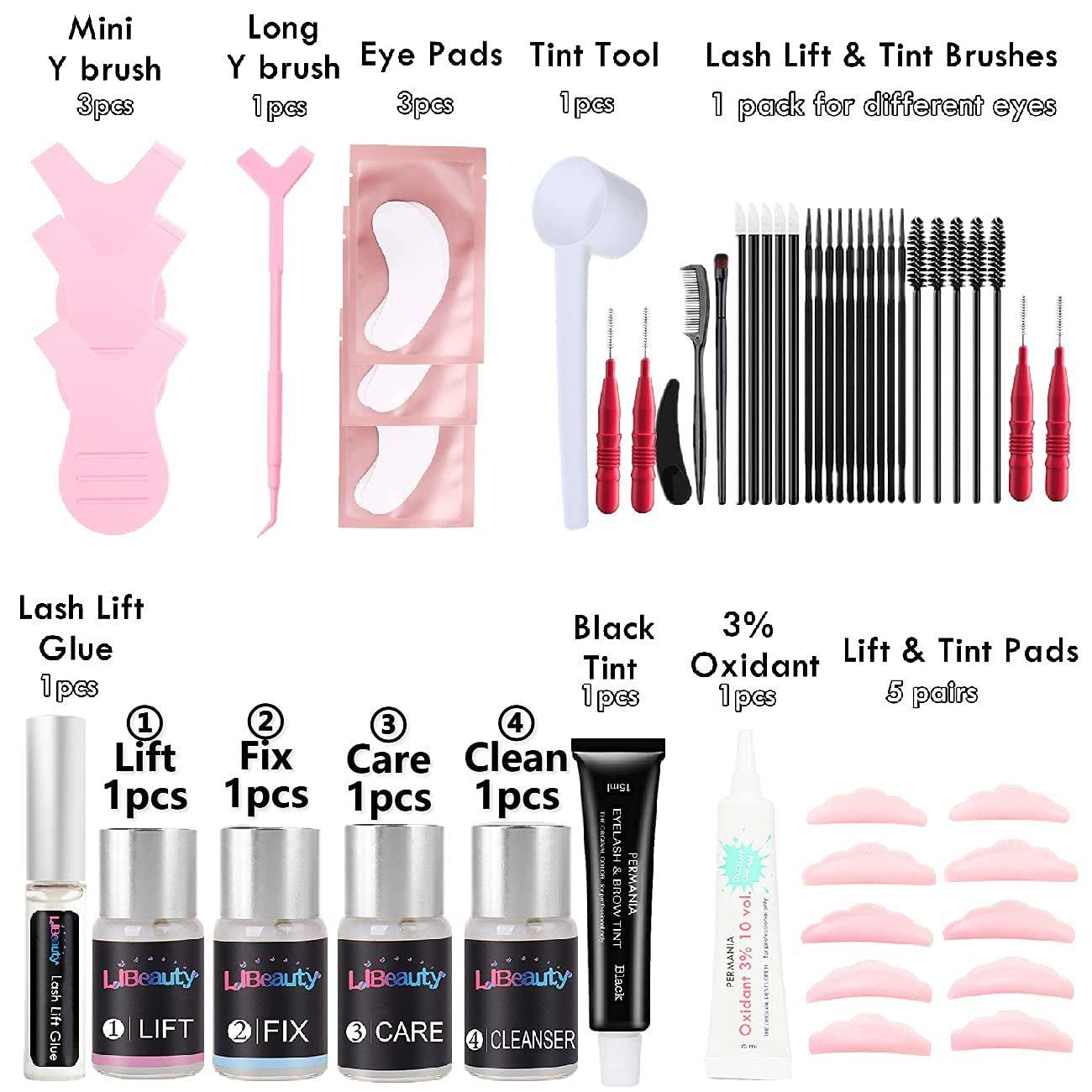 Lash Lift and Color Kit, Eyebrow Lamination with Black Color Kit, Suit for Home DIY & Salon, Eyelashes Black Curling Thicker Your Eyes Effect Great