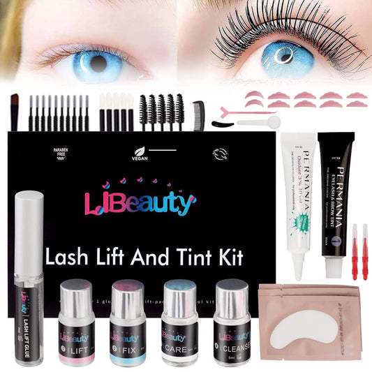 Lash Lift and Color Kit, Eyebrow Lamination with Black Color Kit, Suit for Home DIY & Salon, Eyelashes Black Curling Thicker Your Eyes Effect Great